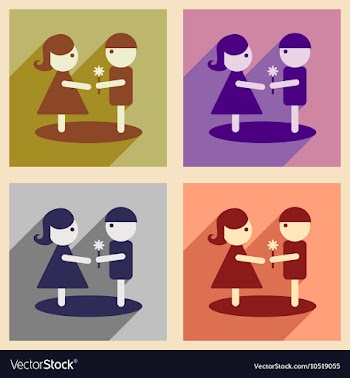 Set flat web icons with long shadow man woman vector image