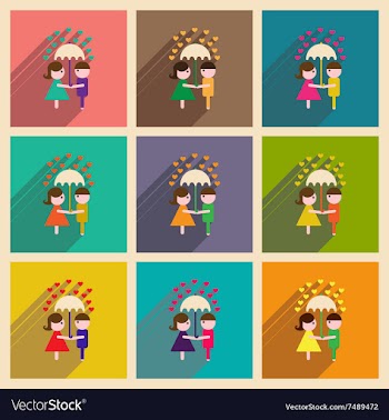 Set flat web icons with long shadow man woman vector image