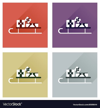 Set flat web icons with long shadow presents on vector image