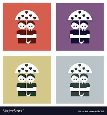 Set flat web icons with long shadow young couple vector image