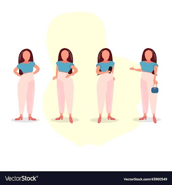 set girl with a variety of emotions and poses
