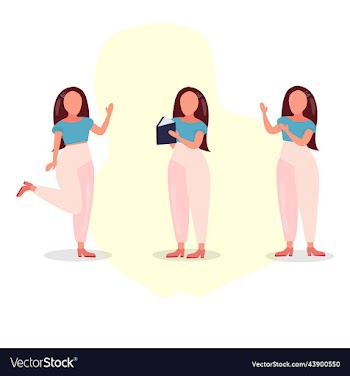 set girl with a variety of emotions and poses