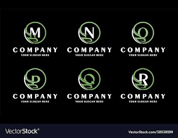 set green letter eco logo with creative leaves