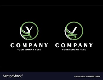 set green letters eco logo with creative leaves