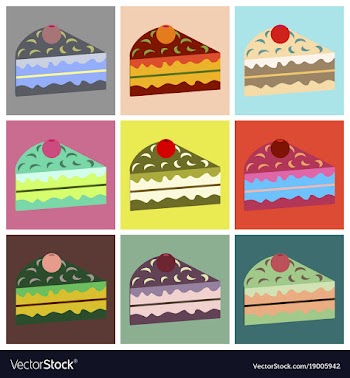 Set icons in flat design berry cake vector image