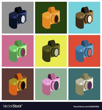 Set icons in flat design camera vector image