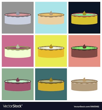 Set icons in flat design cheesecake vector image
