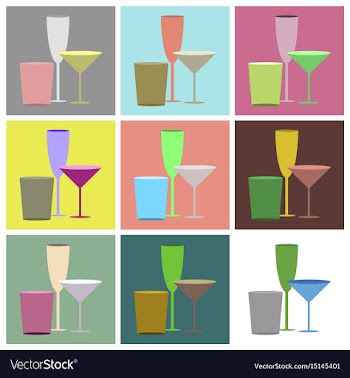 Set icons in flat design cocktail glasses vector image