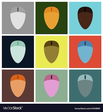 Set icons in flat design computer mouse vector image