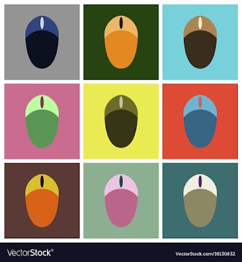 Set icons in flat design computer mouse vector image