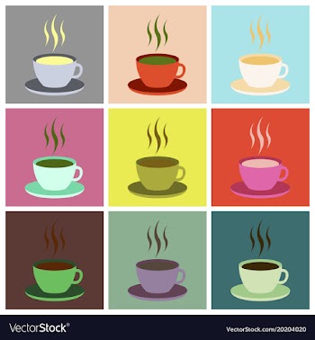 Set icons in flat design cup of coffee vector image