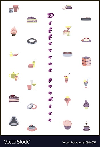 Set icons in flat design desserts vector image