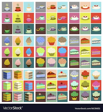 Set icons in flat design desserts vector image
