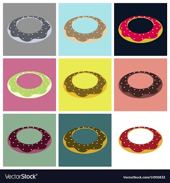 Set icons in flat design donut vector image