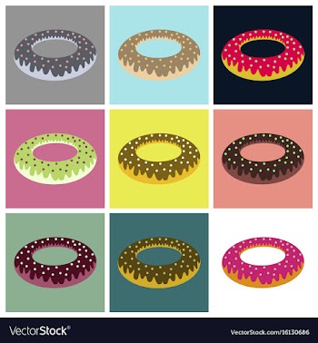 Set icons in flat design donut vector image