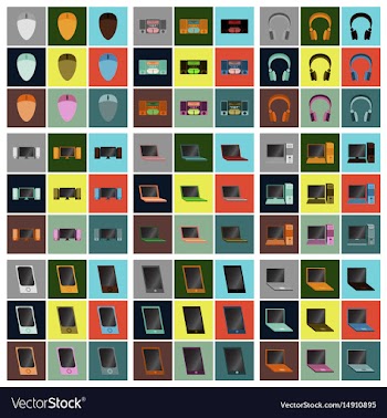Set icons in flat design electronic gadgets vector image