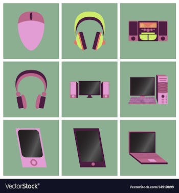 Set icons in flat design electronic gadgets vector image