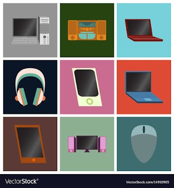 Set icons in flat design electronic gadgets vector image