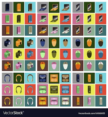 Set icons in flat design electronic gadgets vector image
