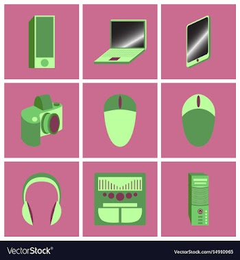 Set icons in flat design electronic gadgets vector image