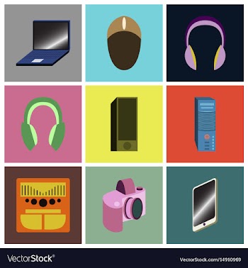Set icons in flat design electronic gadgets vector image