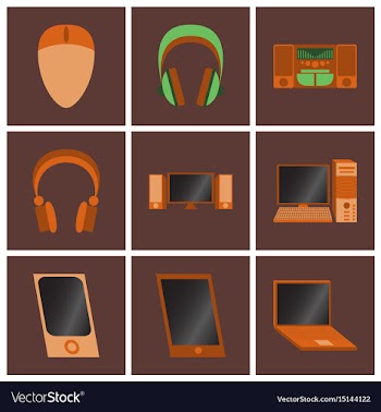 Set icons in flat design electronic gadgets vector image