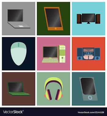 Set icons in flat design electronic gadgets vector image