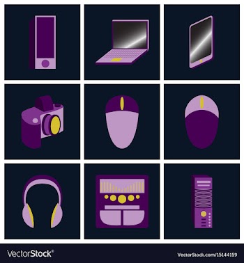 Set icons in flat design electronic gadgets vector image
