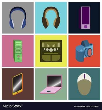 Set icons in flat design electronic gadgets vector image