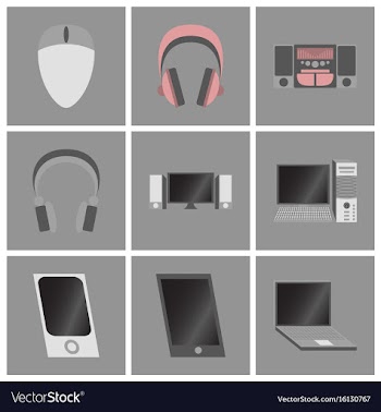Set icons in flat design electronic gadgets vector image