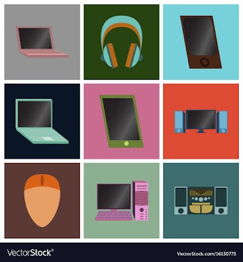 Set icons in flat design electronic gadgets vector image