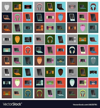 Set icons in flat design electronic gadgets vector image