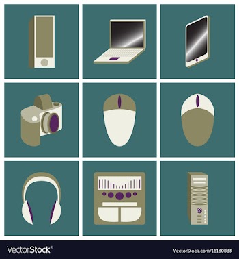 Set icons in flat design electronic gadgets vector image