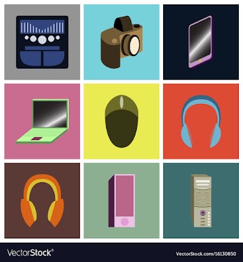 Set icons in flat design electronic gadgets vector image