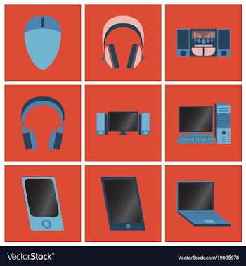Set icons in flat design electronic gadgets vector image
