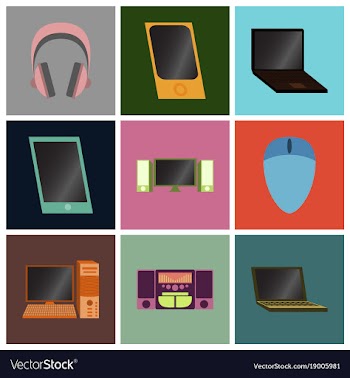 Set icons in flat design electronic gadgets vector image