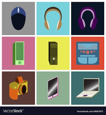 Set icons in flat design electronic gadgets vector image