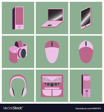 Set icons in flat design electronic gadgets vector image