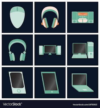 Set icons in flat design electronic gadgets vector image