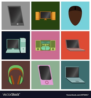 Set icons in flat design electronic gadgets vector image