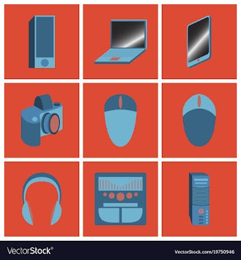 Set icons in flat design electronic gadgets vector image