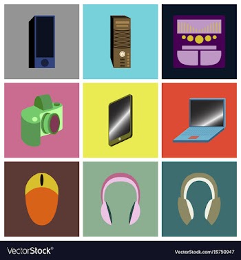 Set icons in flat design electronic gadgets vector image