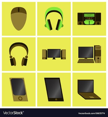Set icons in flat design electronic gadgets vector image