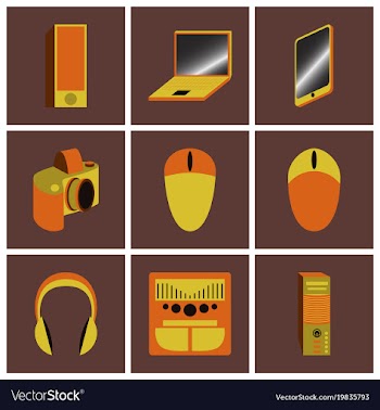 Set icons in flat design electronic gadgets vector image
