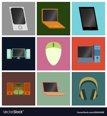 Set icons in flat design electronic gadgets vector image