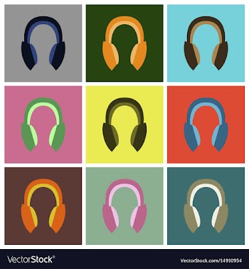 Set icons in flat design headphones vector image