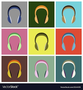 Set icons in flat design headphones vector image