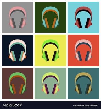 Set icons in flat design headphones vector image