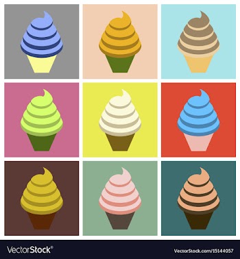 Set icons in flat design ice cream cone vector image