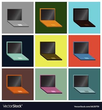 Set icons in flat design laptop vector image